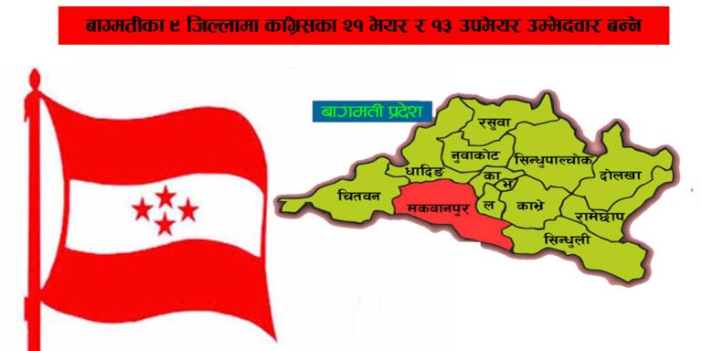 बाग्मतीका ९ जिल्लामा कांग्रेसका २१ मेयर र १३ उपमेयर उम्मेदवार बन्ने
